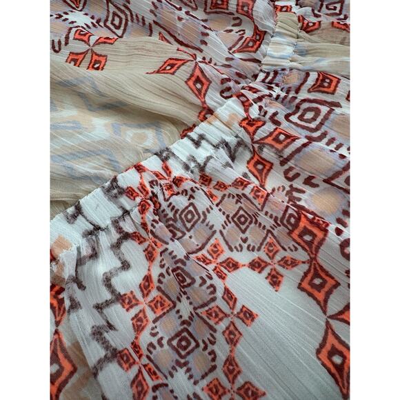 Express Women Sheer Aztec Button Front Maxi Dress Size M Coachella Festival Boho - Picture 15 of 16